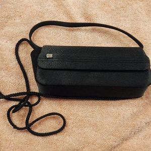 Small black satin evening bag